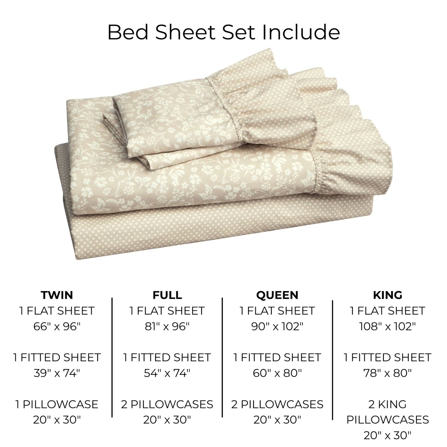 Shabby Chic Floral and Polka Dot Ruffle Sheet Set