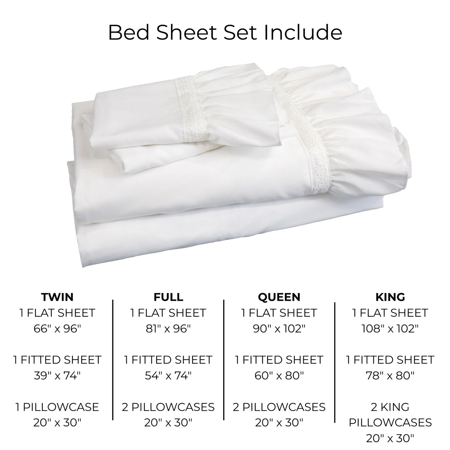 Romantic White Lace Ruffle Sheet Set