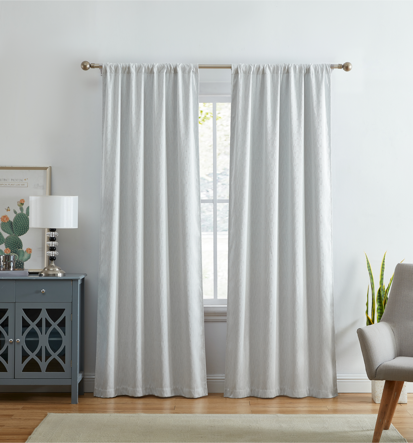 Room Darkening Jacquard Lined Rod Pocket Window Curtain, 2 Panels 38" width x 84" length