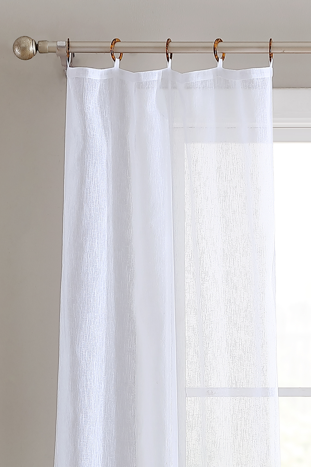 Sheer Faux Lucite Ring Top Window Curtain, 2 Panels 38" width x 84" length