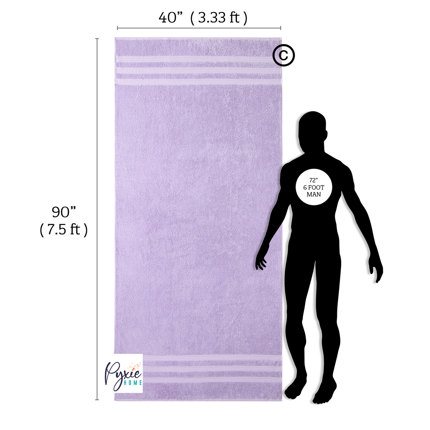 Plus Size - Extra Large Bath Towel - Oversized Ultra Bath Sheet - 100% Cotton - LIGHT PURPLE COLOR