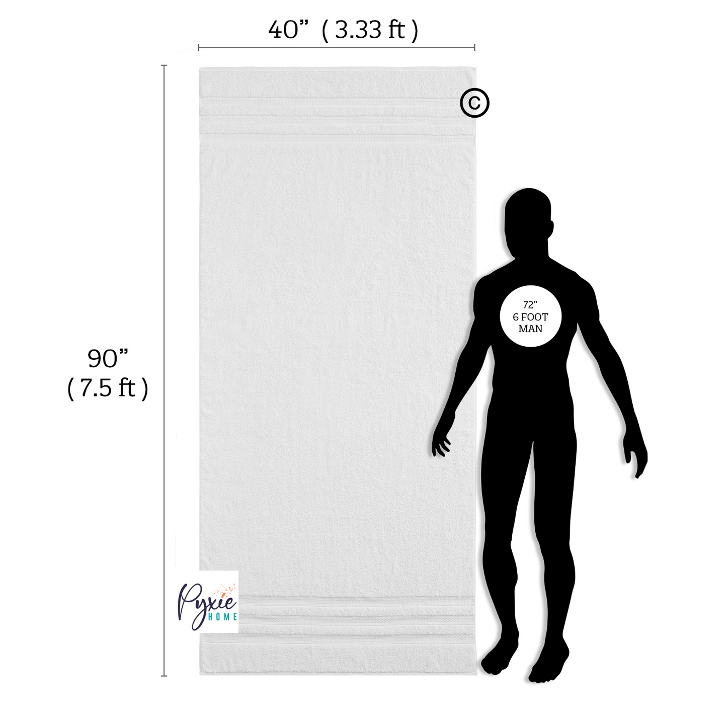 Plus Size - Extra Large Bath Towel - Oversized Ultra Bath Sheet - 100% Cotton - WHITE COLOR