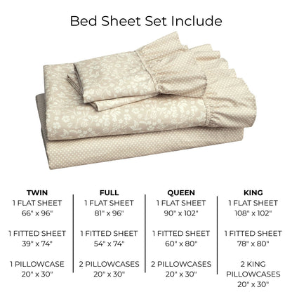 Shabby Chic Floral and Polka Dot Ruffle Sheet Set