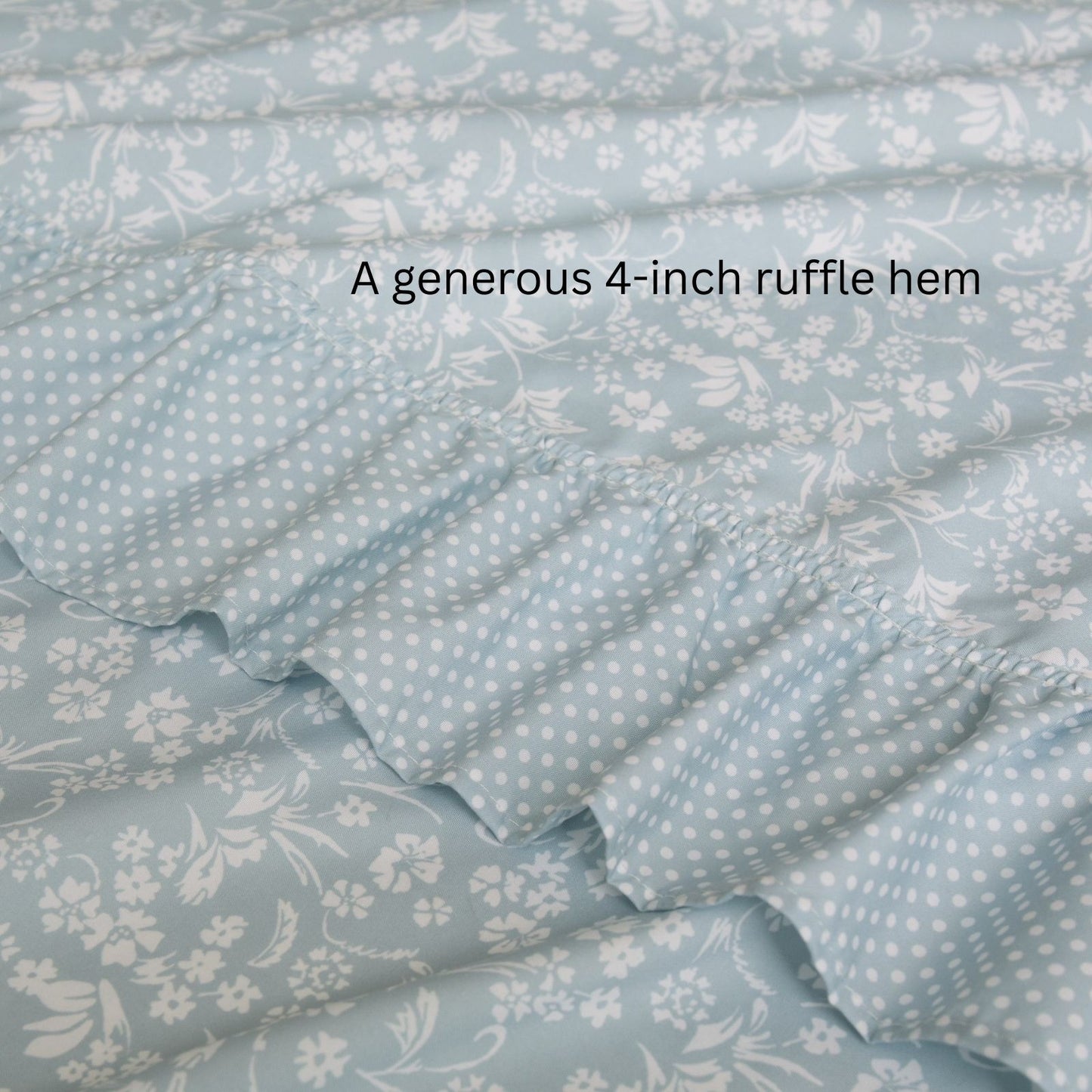 Shabby Chic Floral and Polka Dot Ruffle Sheet Set