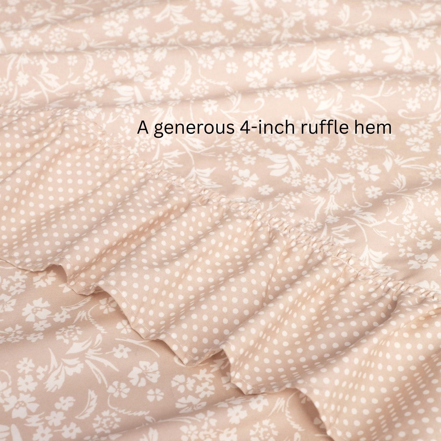Shabby Chic Floral and Polka Dot Ruffle Sheet Set
