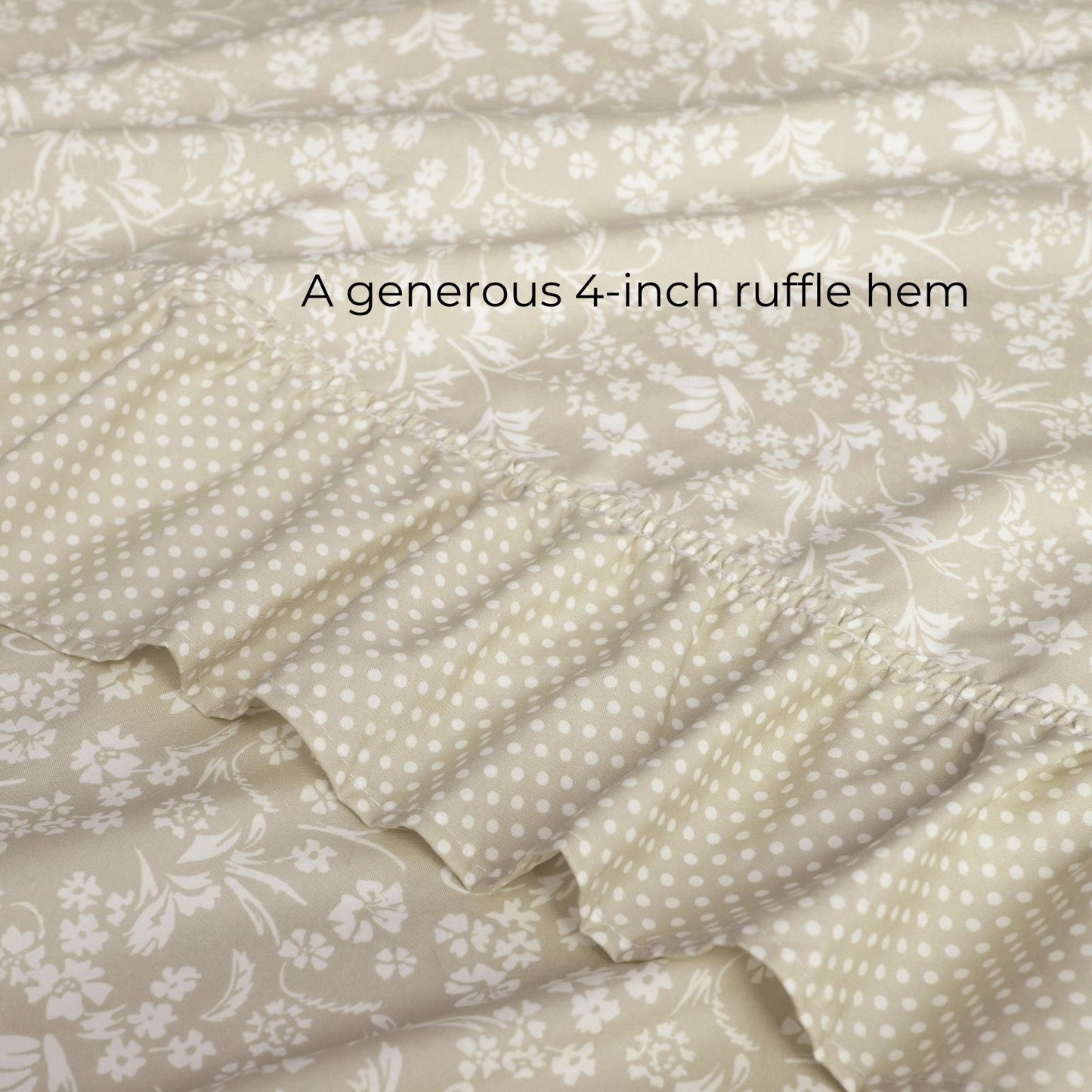 Shabby Chic Floral and Polka Dot Ruffle Sheet Set