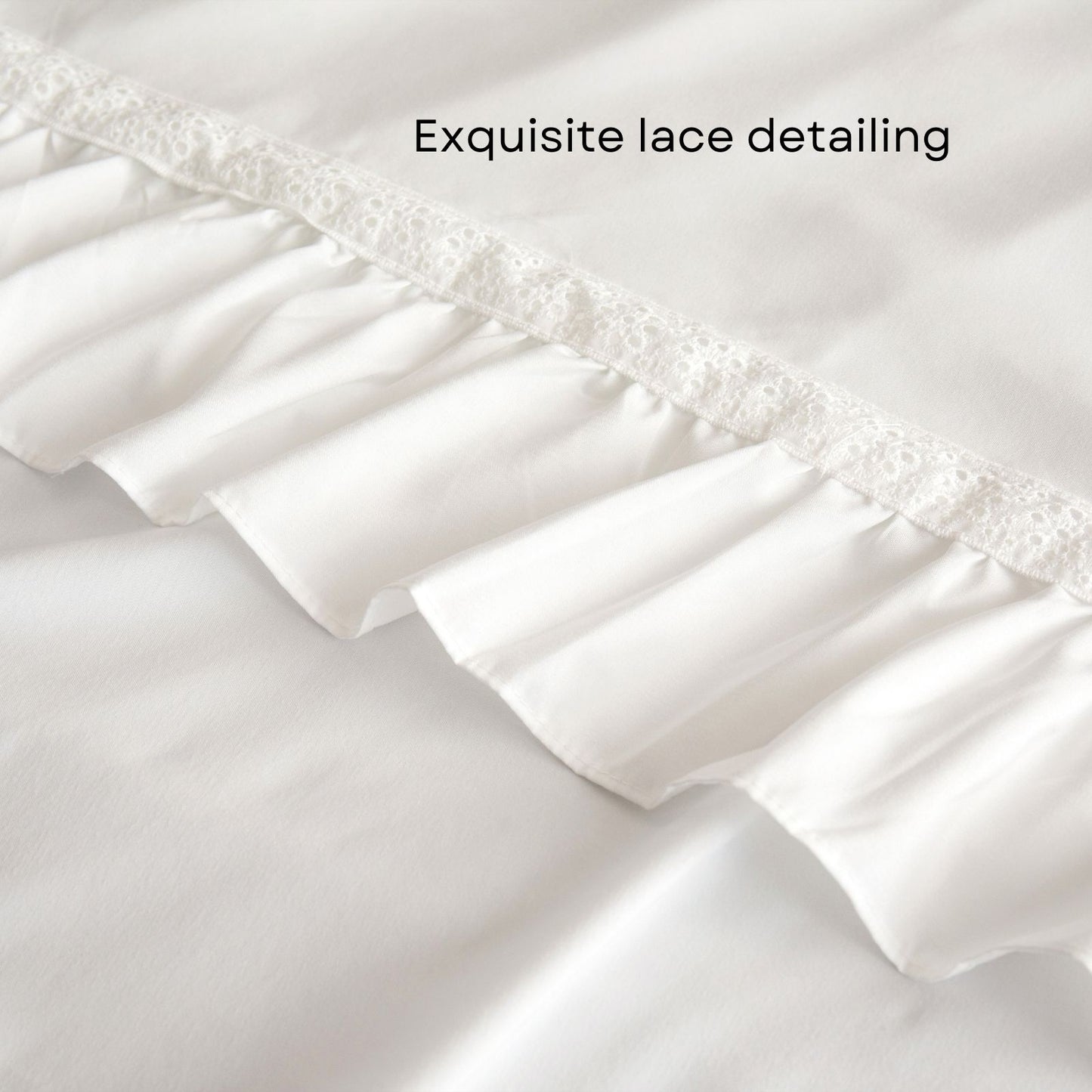 Romantic White Lace Ruffle Sheet Set