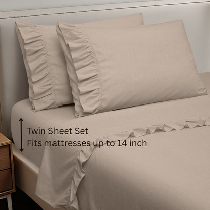 Shabby Chic Classic Pinstripe Ruffle Sheet Set