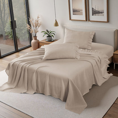 Shabby Chic Classic Pinstripe Ruffle Sheet Set