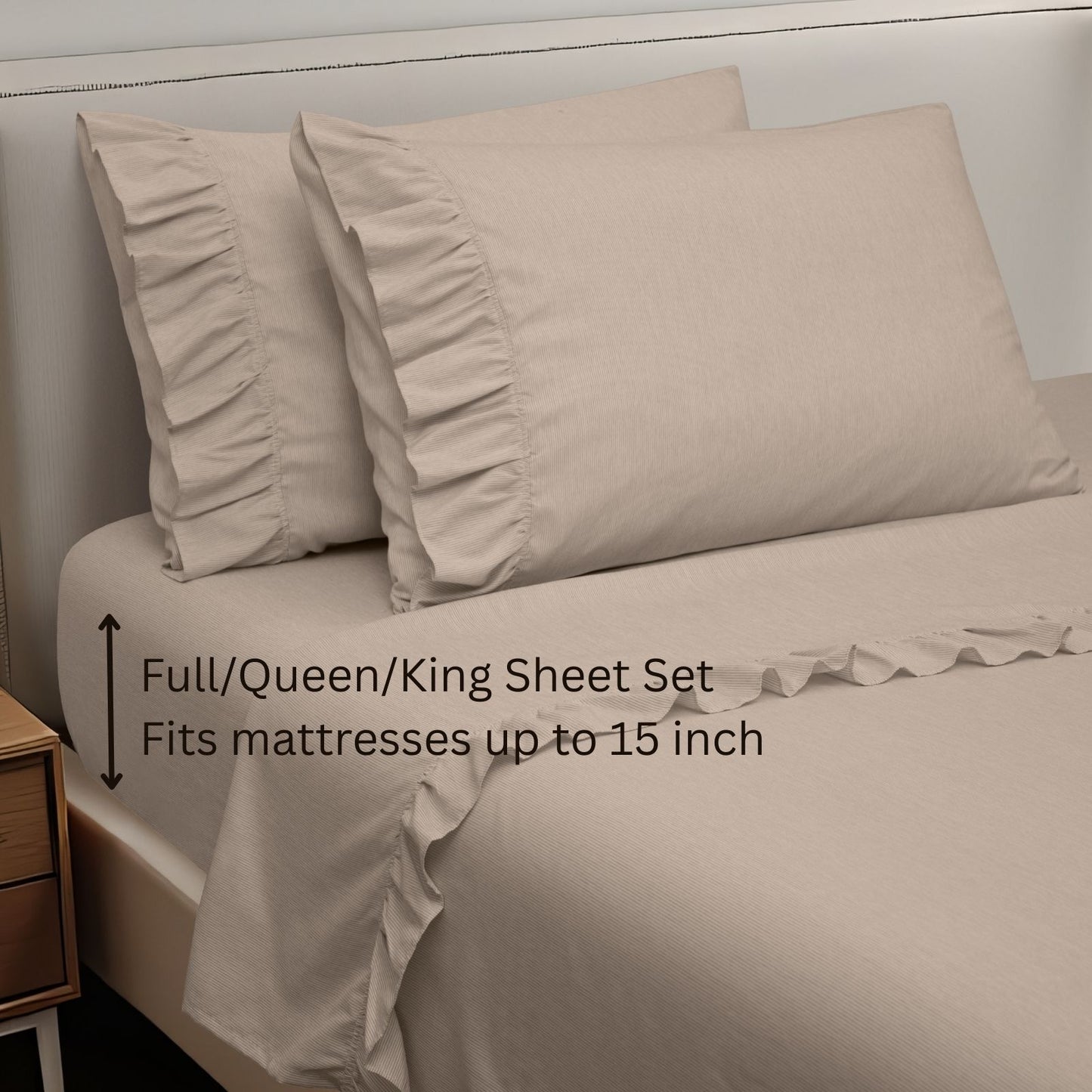 Shabby Chic Classic Pinstripe Ruffle Sheet Set