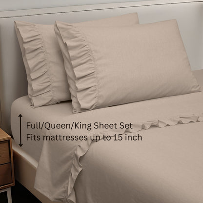 Shabby Chic Classic Pinstripe Ruffle Sheet Set