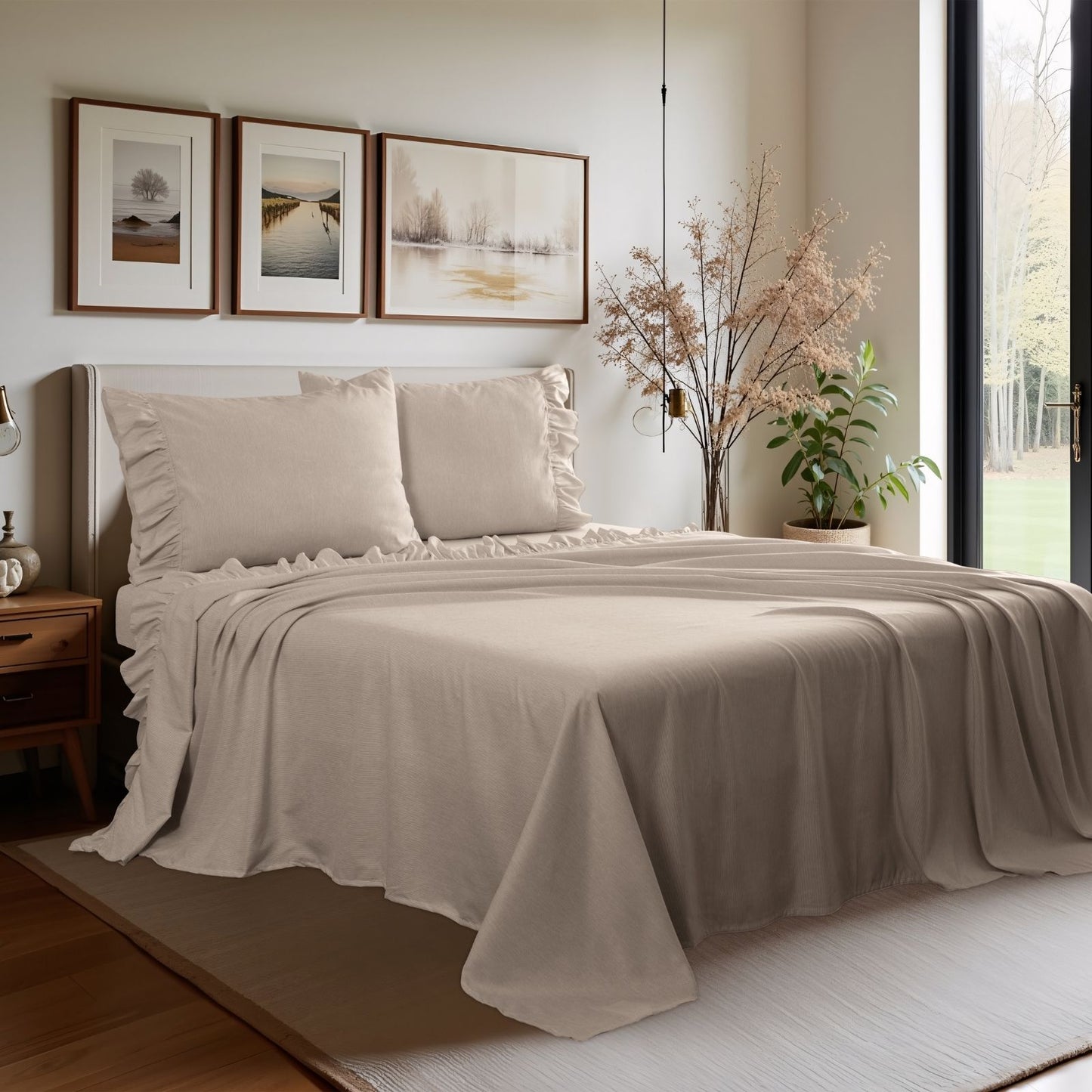 Shabby Chic Classic Pinstripe Ruffle Sheet Set