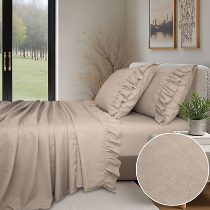 Shabby Chic Classic Pinstripe Ruffle Sheet Set