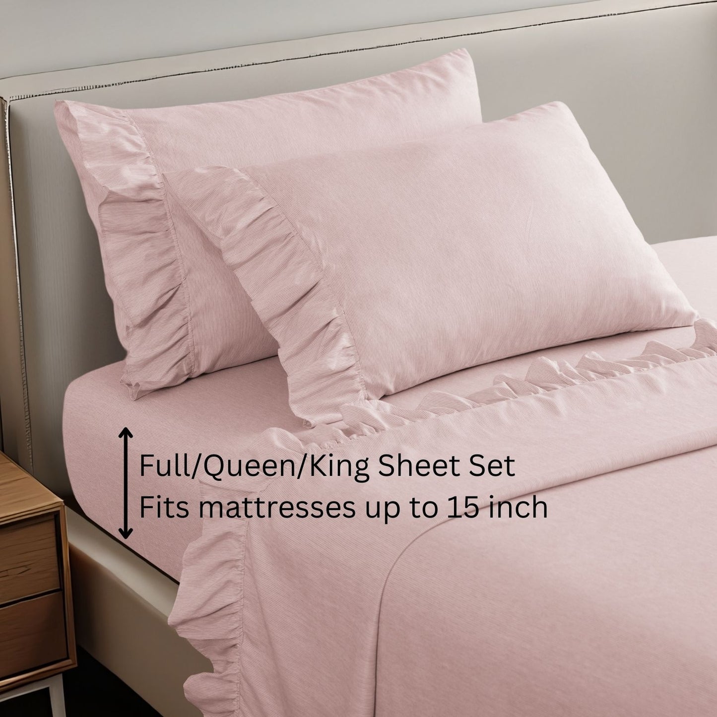 Shabby Chic Classic Pinstripe Ruffle Sheet Set