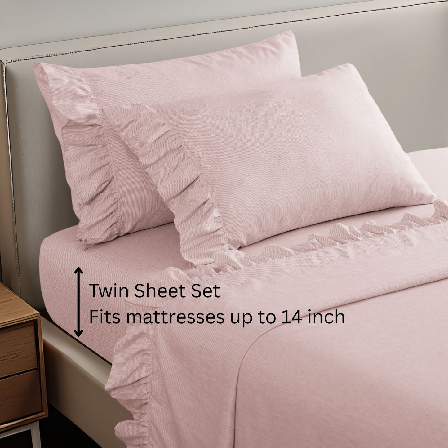 Shabby Chic Classic Pinstripe Ruffle Sheet Set