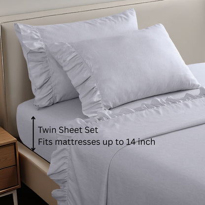 Shabby Chic Classic Pinstripe Ruffle Sheet Set