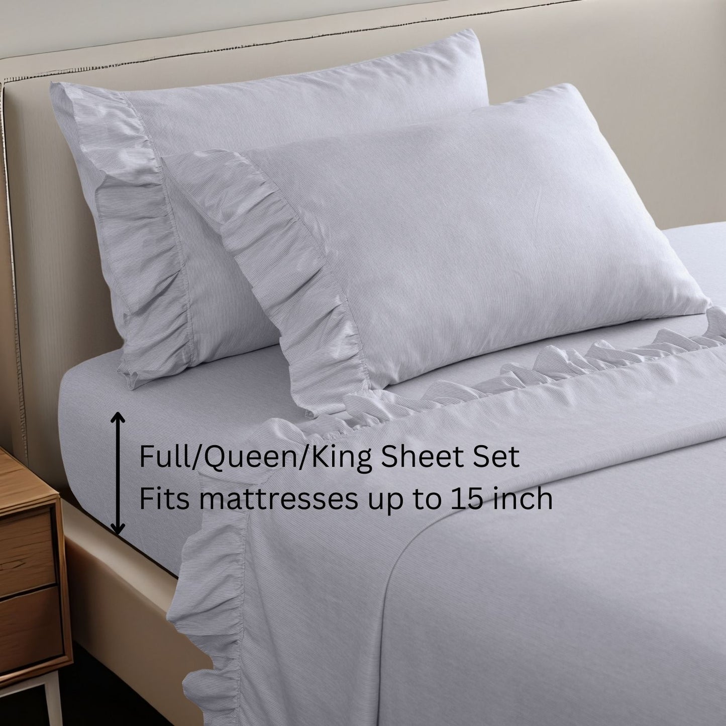 Shabby Chic Classic Pinstripe Ruffle Sheet Set