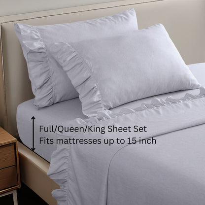 Shabby Chic Classic Pinstripe Ruffle Sheet Set