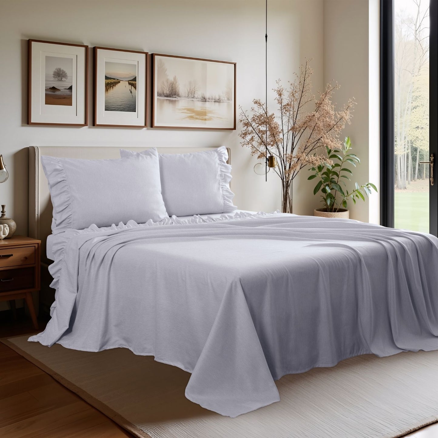 Shabby Chic Classic Pinstripe Ruffle Sheet Set