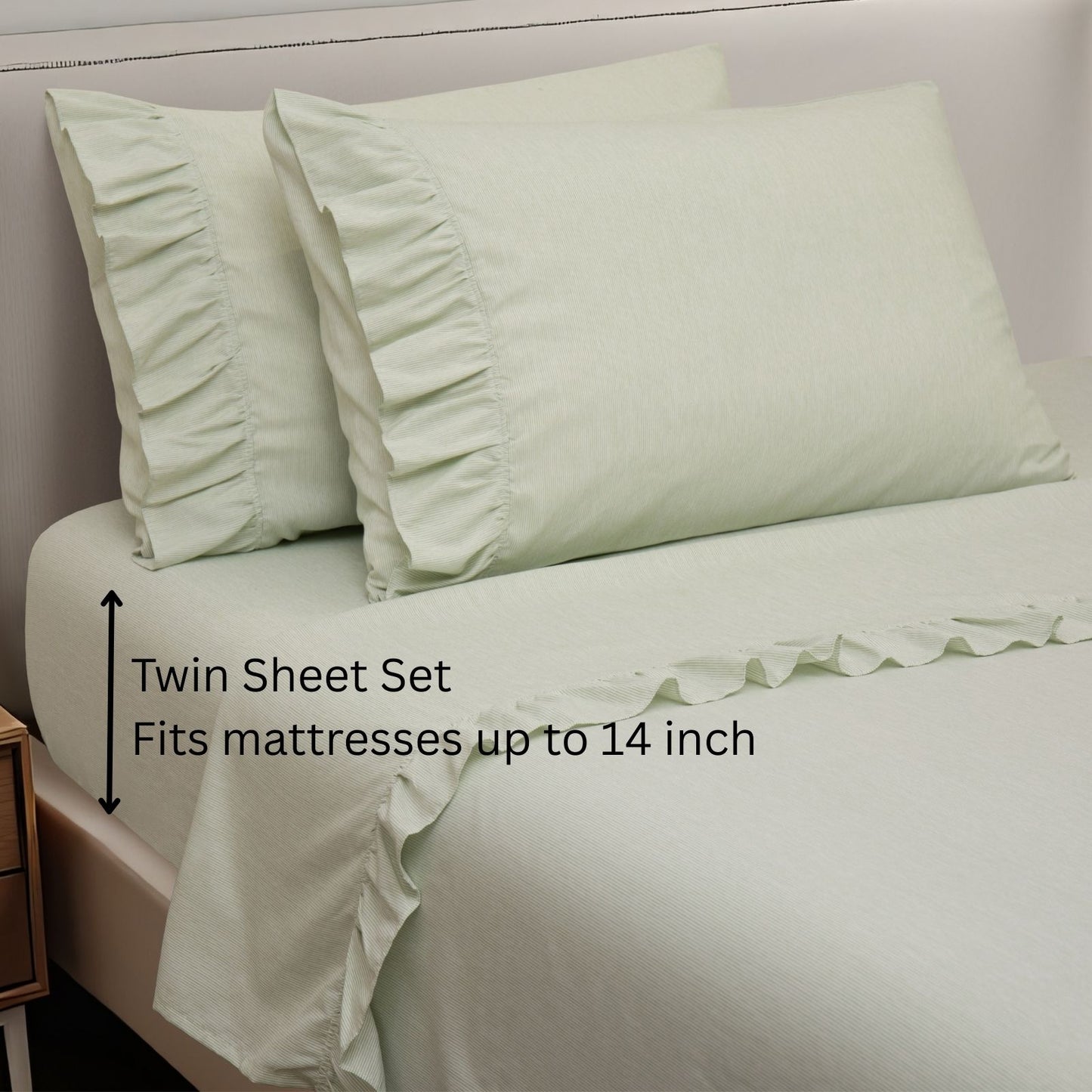 Shabby Chic Classic Pinstripe Ruffle Sheet Set