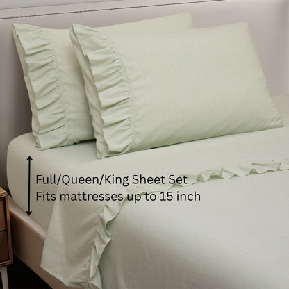Shabby Chic Classic Pinstripe Ruffle Sheet Set