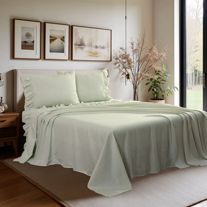 Shabby Chic Classic Pinstripe Ruffle Sheet Set