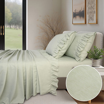 Shabby Chic Classic Pinstripe Ruffle Sheet Set