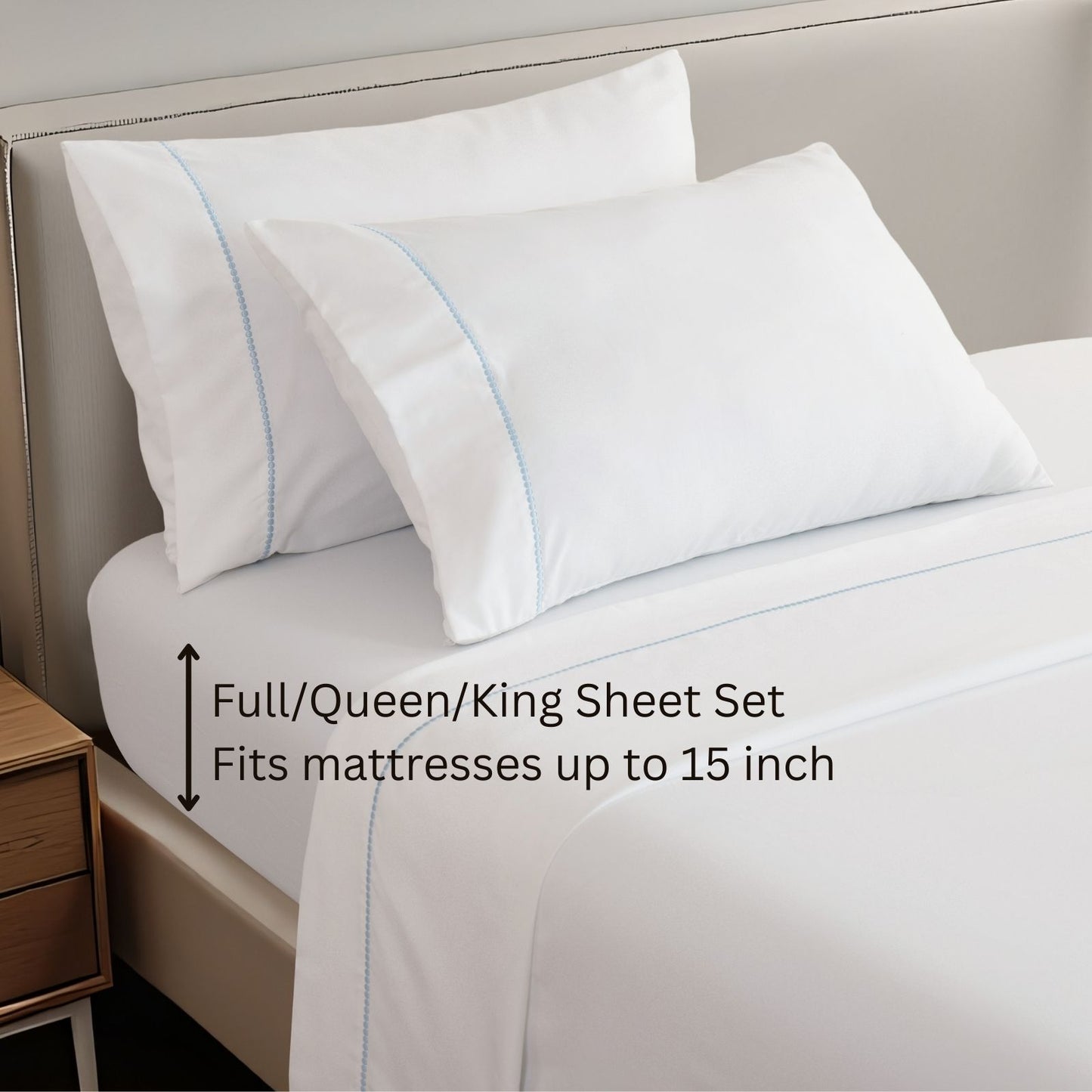 Modern Bubble Dot Embroidery Sheet Set