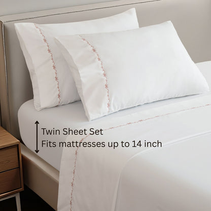 Shabby Chic Bow Embroidery Sheet Set