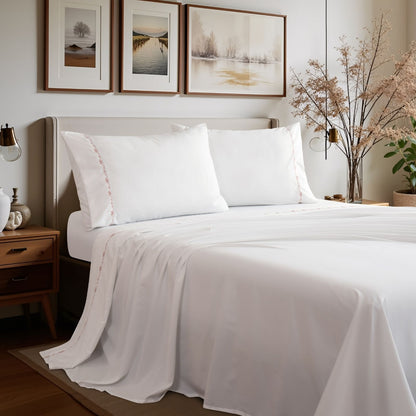 Shabby Chic Bow Embroidery Sheet Set