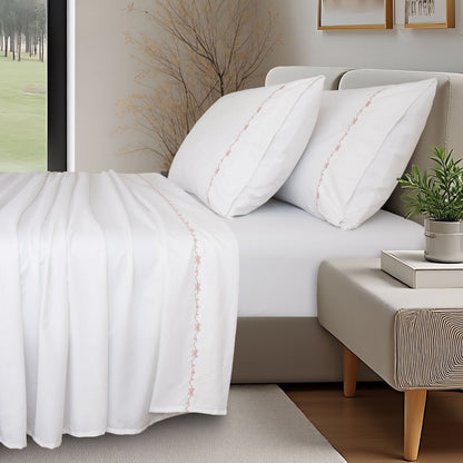 Shabby Chic Bow Embroidery Sheet Set