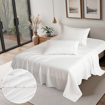 Shabby Chic Bow Embroidery Sheet Set