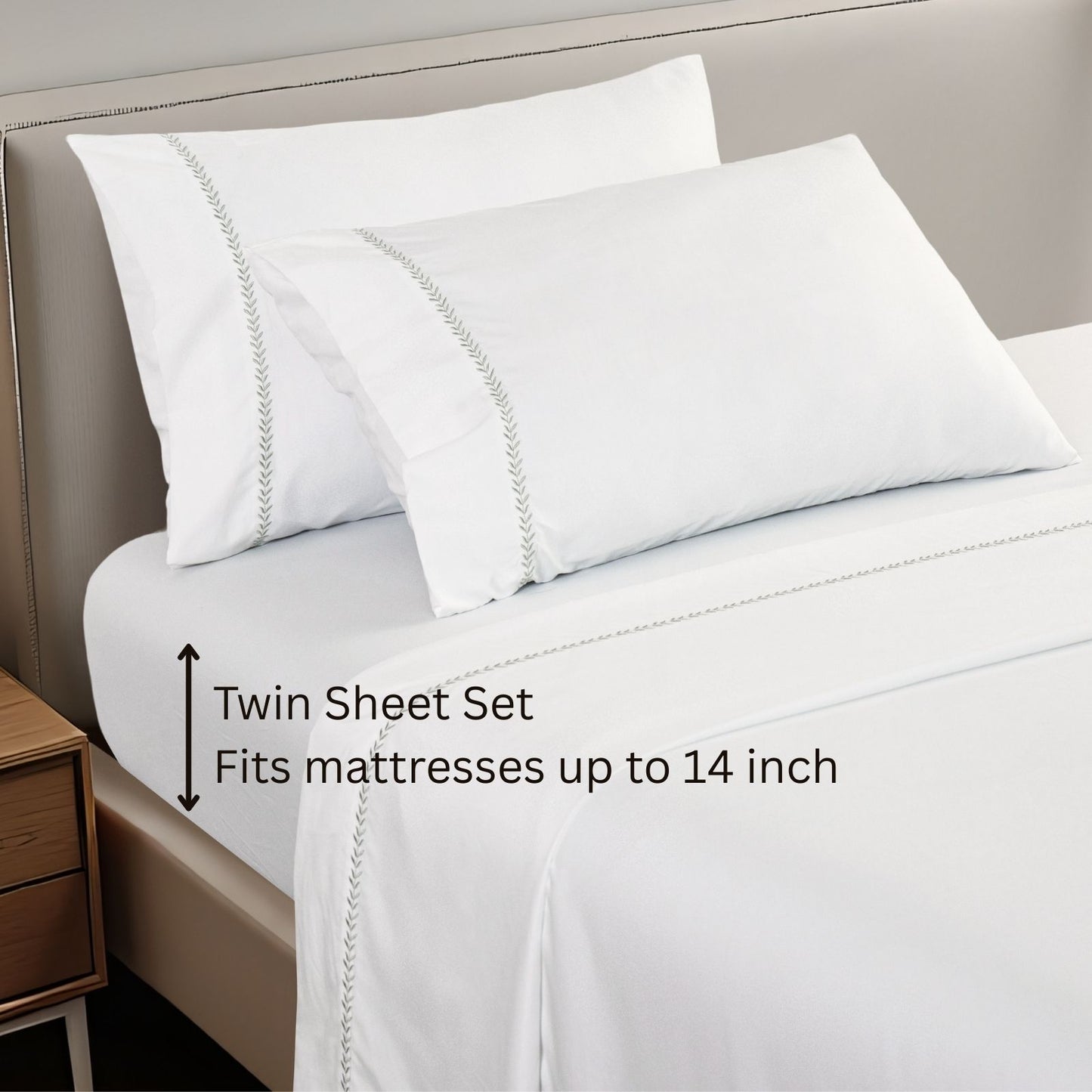 Cottage Leaf Embroidery Sheet Set