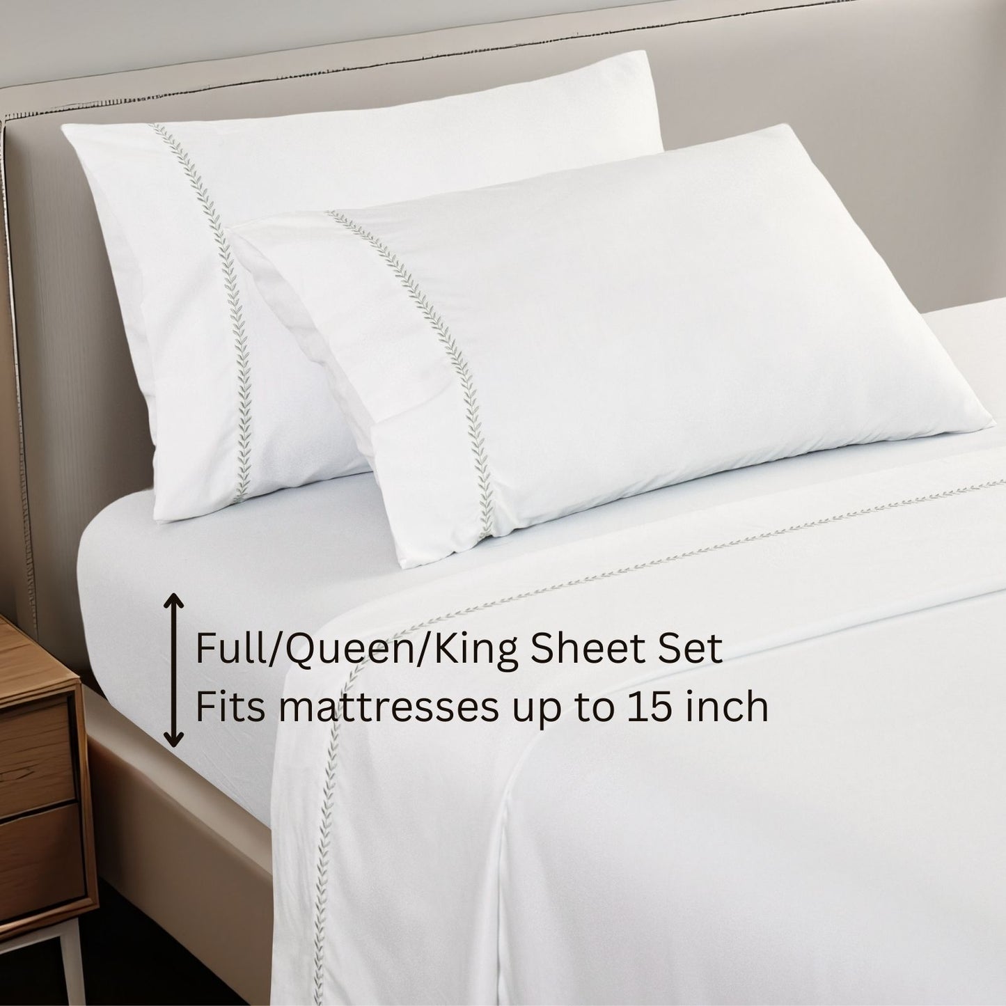 Cottage Leaf Embroidery Sheet Set