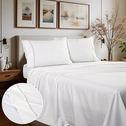 Cottage Leaf Embroidery Sheet Set