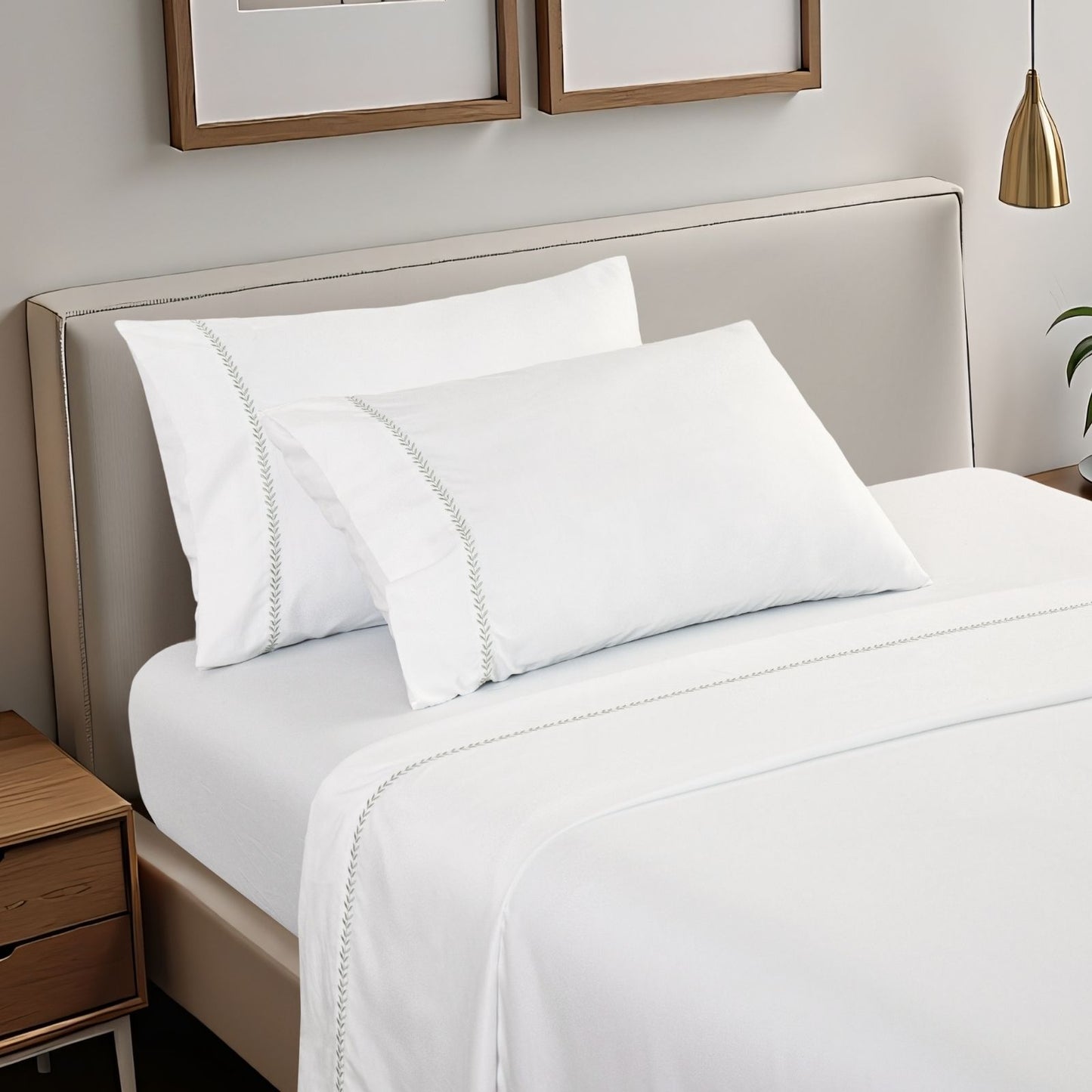 Cottage Leaf Embroidery Sheet Set