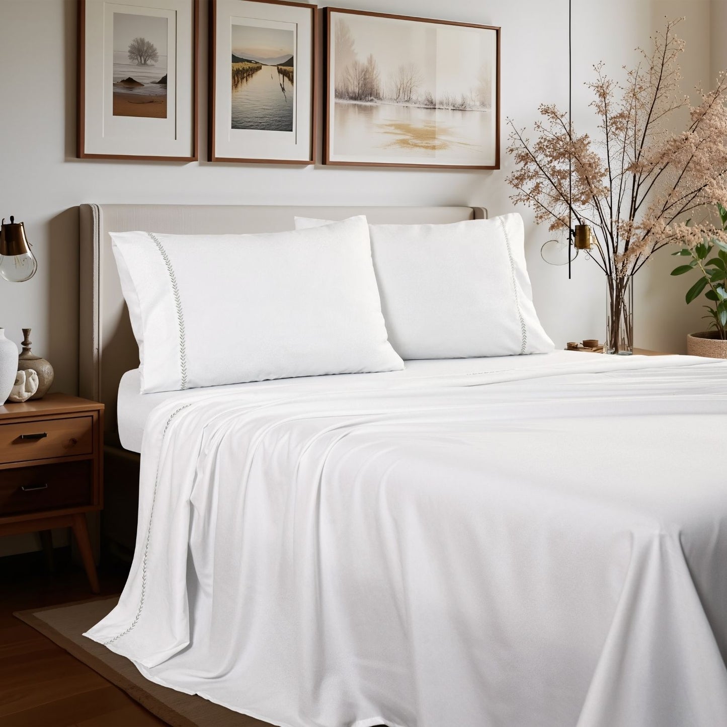 Cottage Leaf Embroidery Sheet Set