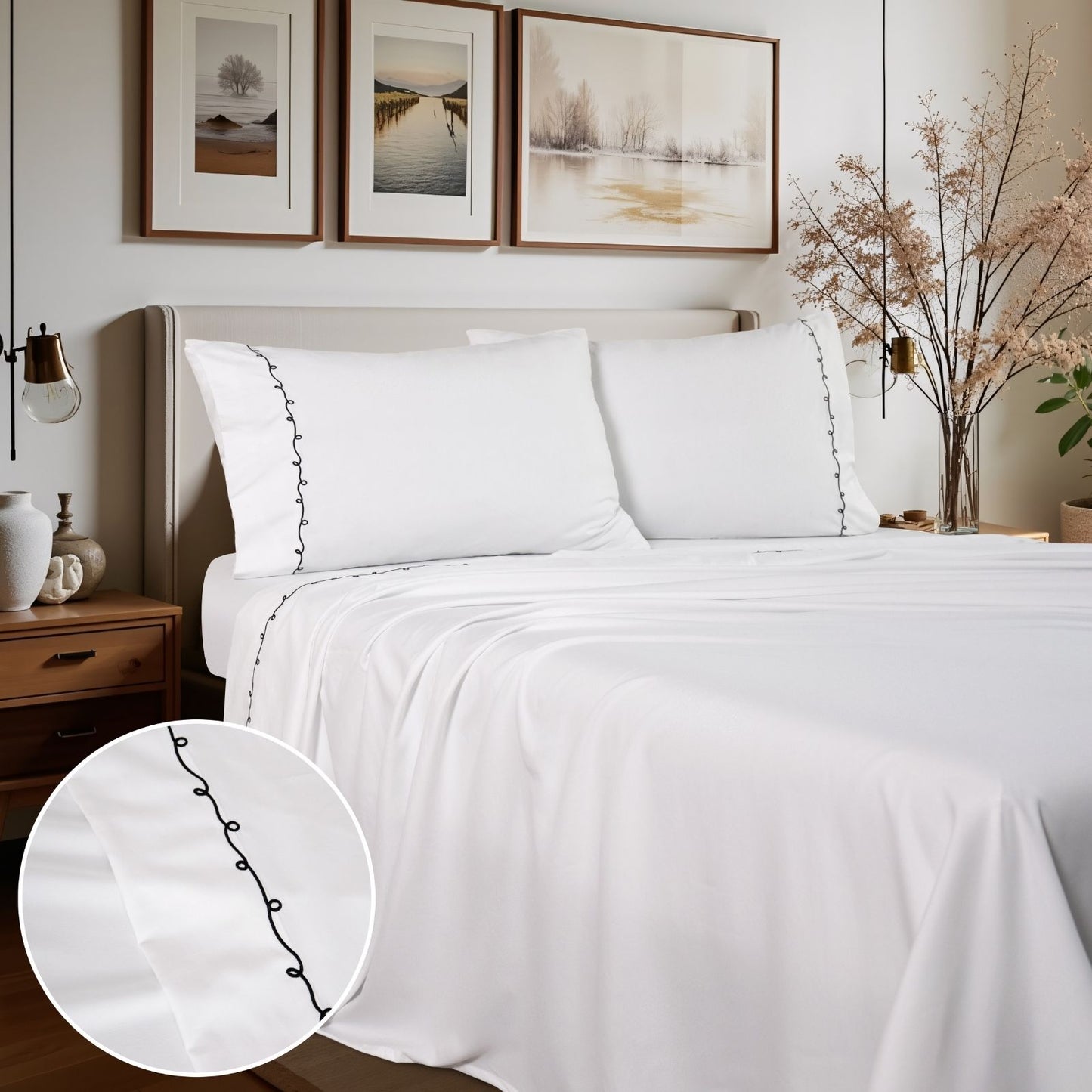 Modern Swirl Embroidery Sheet Set