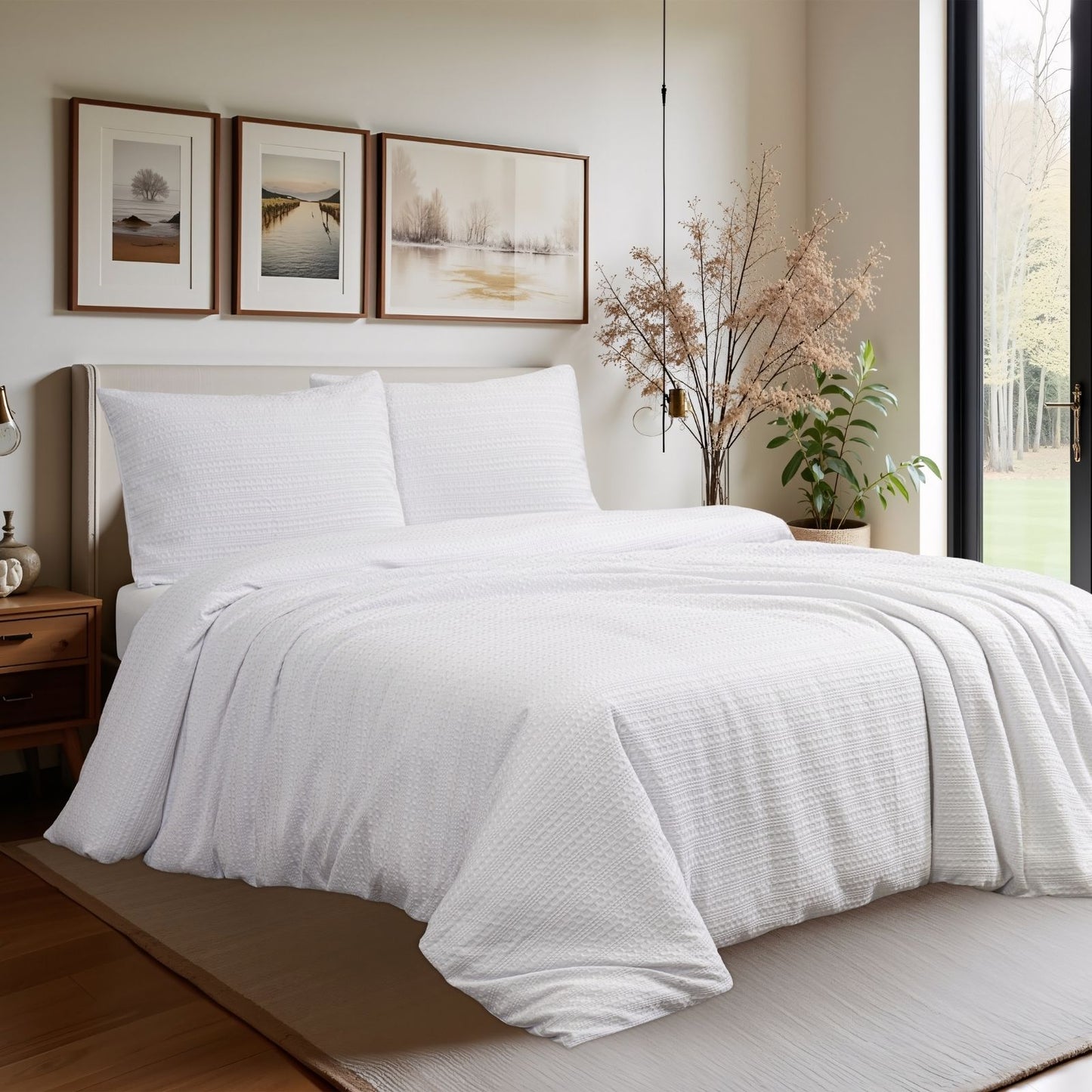 Classic Waffle Stripe Weave Duvet Set