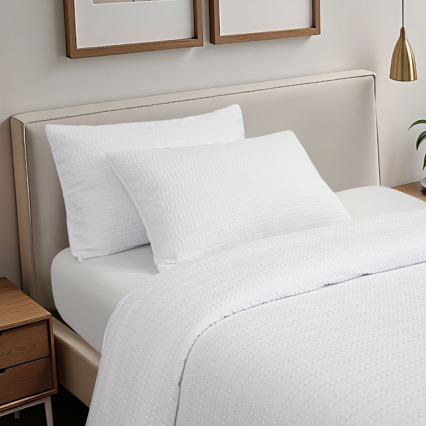 Classic Waffle Stripe Weave Duvet Set