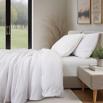 Classic Waffle Stripe Weave Duvet Set