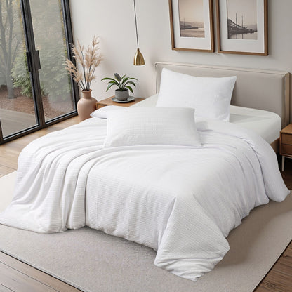 Classic Waffle Stripe Weave Duvet Set