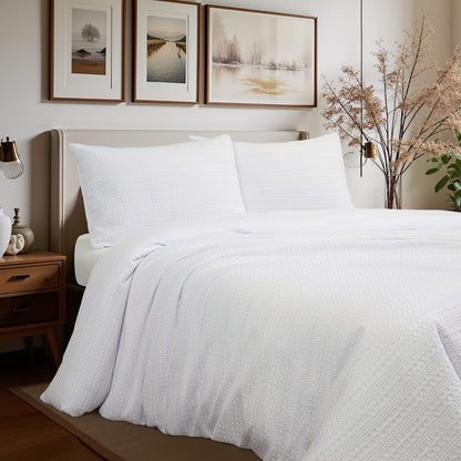 Classic Waffle Stripe Weave Duvet Set