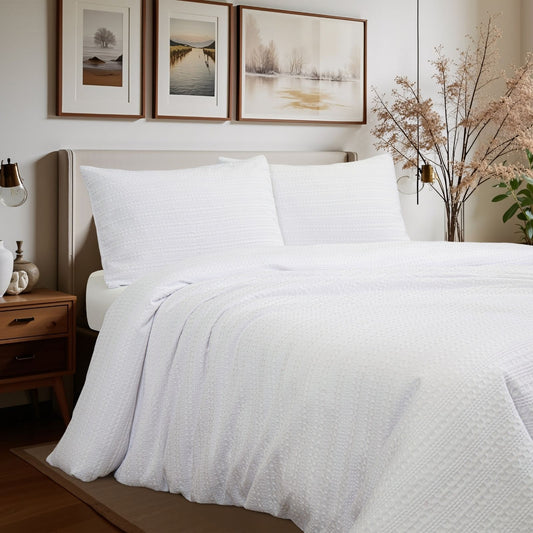 Classic Waffle Stripe Weave Duvet Set