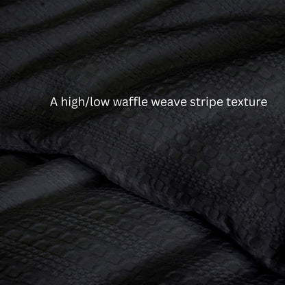 Classic Waffle Stripe Weave Duvet Set