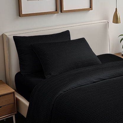 Classic Waffle Stripe Weave Duvet Set