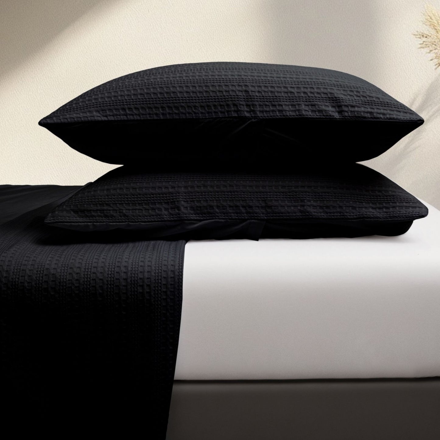 Classic Waffle Stripe Weave Duvet Set