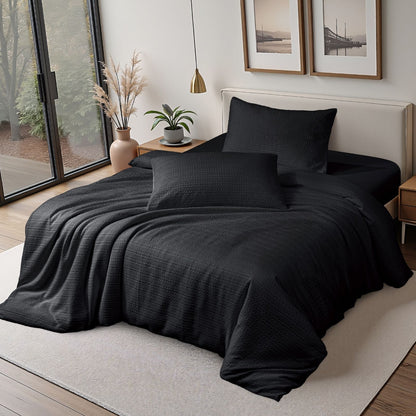 Classic Waffle Stripe Weave Duvet Set