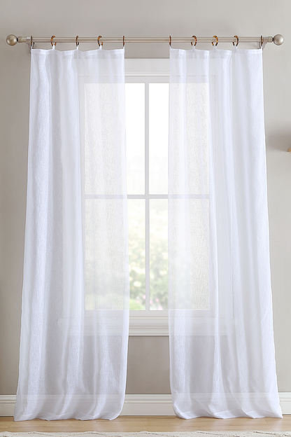 Sheer Faux Lucite Ring Top Window Curtain, 2 Panels 38" width x 84" length