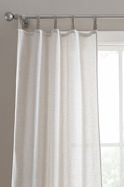 Crepe Jute Tab Top Window Curtain, 2 Panels 38" width x 84" length